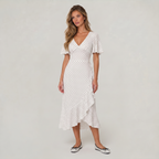 Women’s Polka Dot Wrap Front Midi Dress
