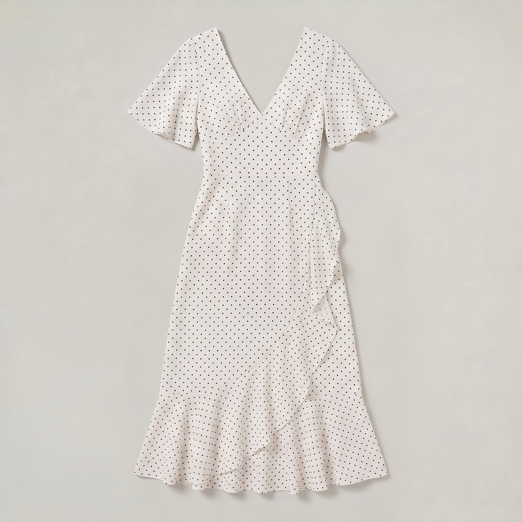 Women’s Polka Dot Wrap Front Midi Dress