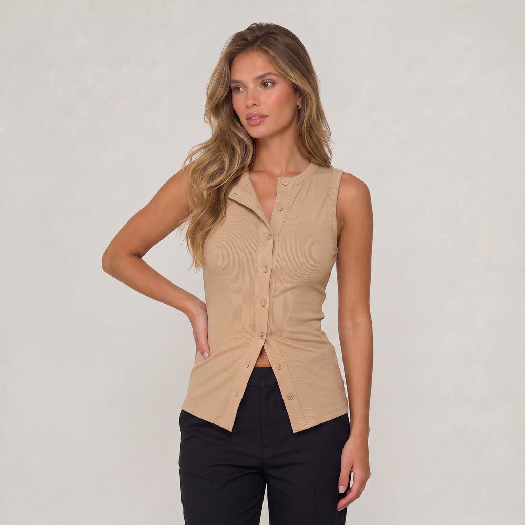 Women’s Ribbed Button Up Tank Top