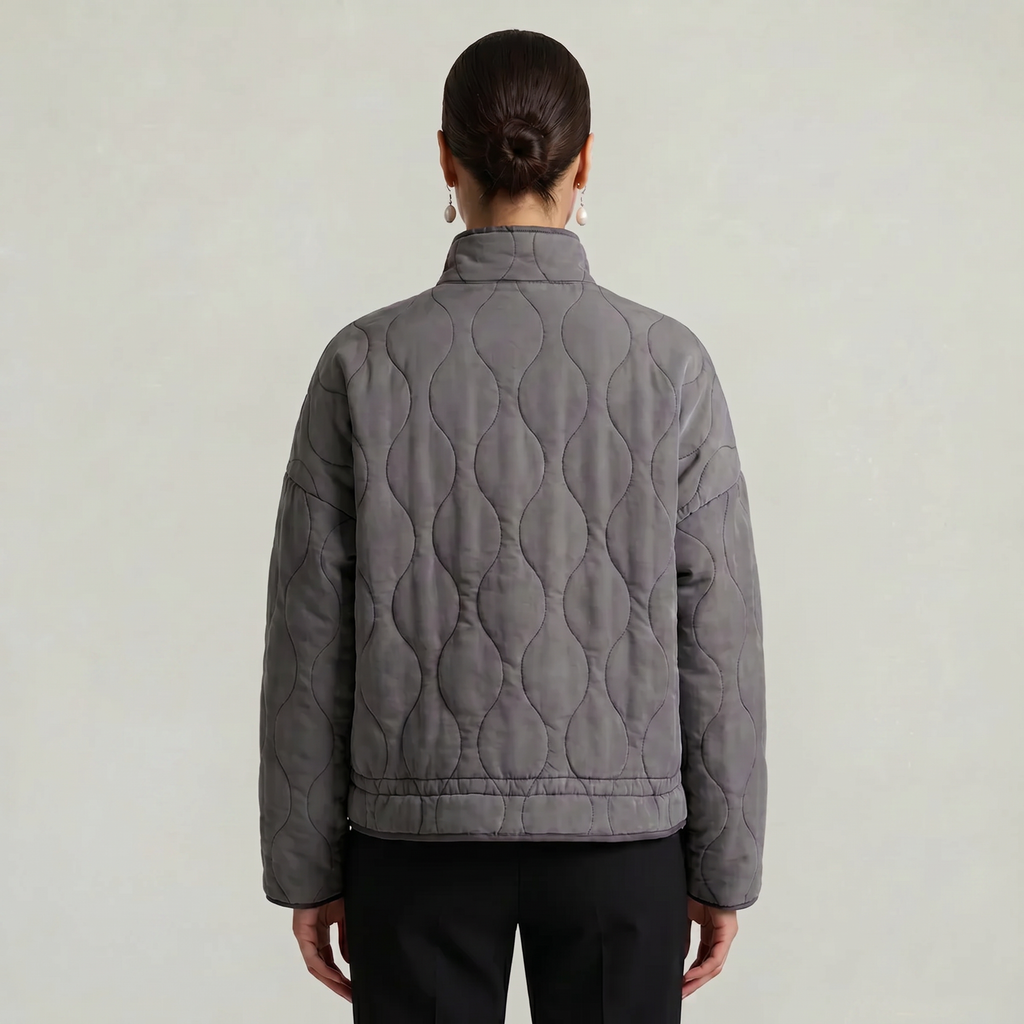 Women’s Quilted Padded Jacket - Zip Front Lightweight Coat