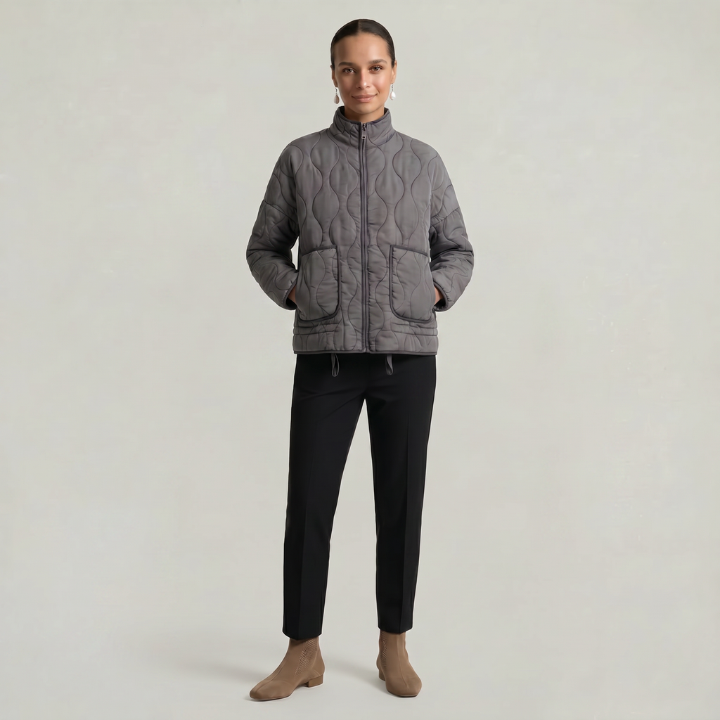 Women’s Quilted Padded Jacket - Zip Front Lightweight Coat