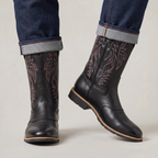 Men’s Square-Toe Western Boots - Pull-On Mid-Calf Cowboy Fit