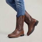 Men’s Square-Toe Western Boots - Pull-On Mid-Calf Cowboy Fit