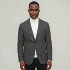 Men’s Textured Tailored Jacket - Smart Casual Wool Look Coat