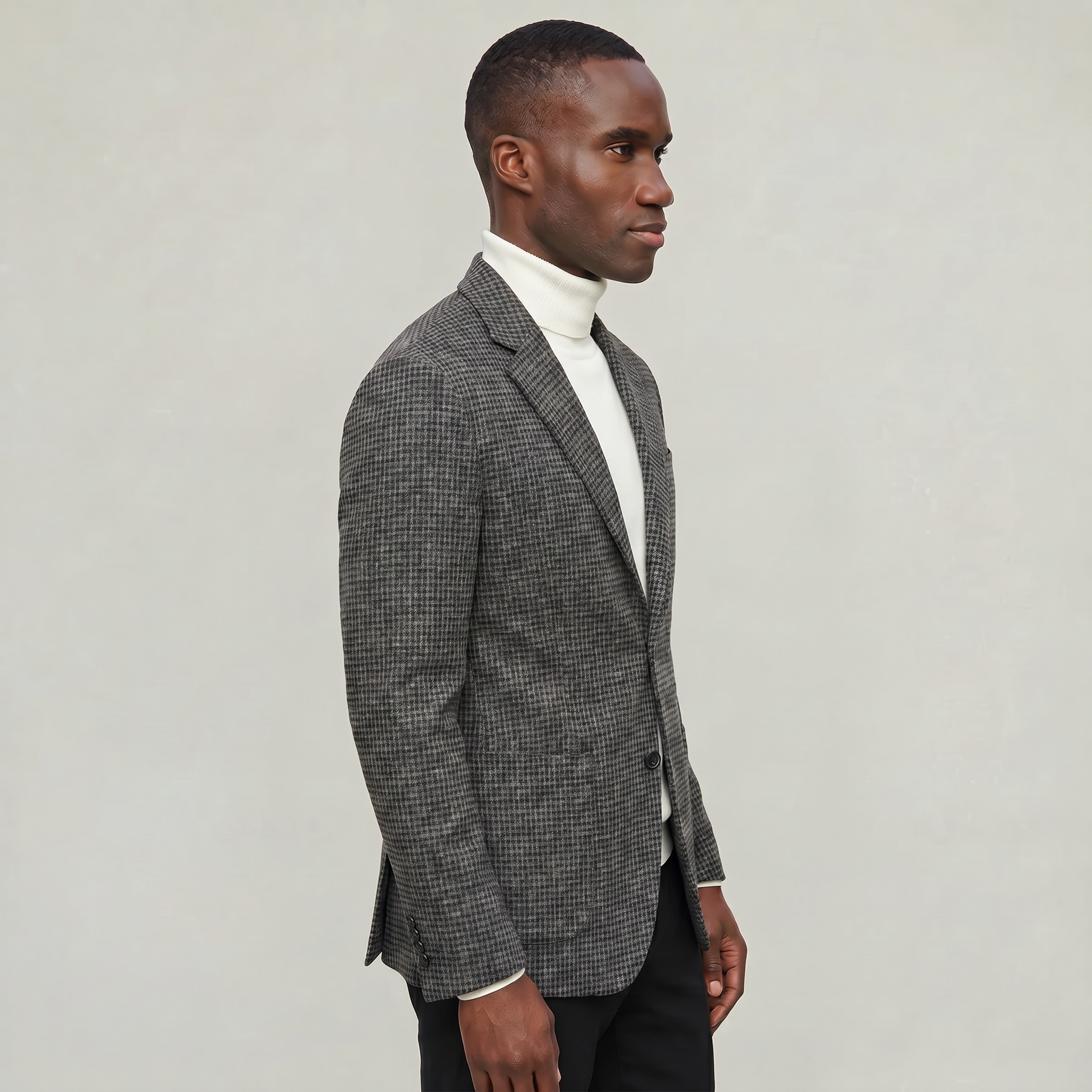 Men’s Textured Tailored Jacket - Smart Casual Wool Look Coat