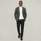 Men’s Textured Tailored Jacket - Smart Casual Wool Look Coat