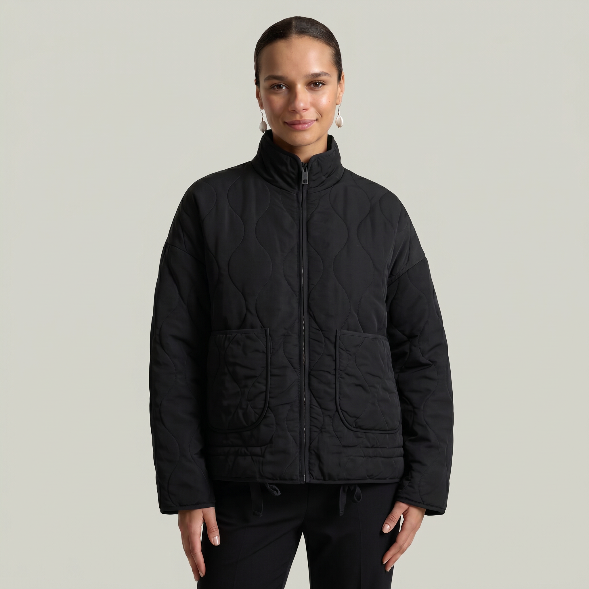 Women’s Quilted Padded Jacket - Zip Front Lightweight Coat