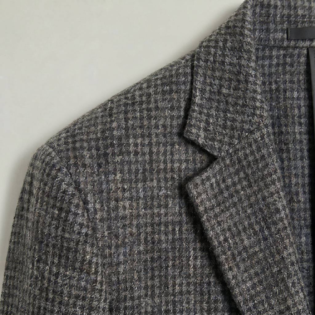 Men’s Textured Tailored Jacket - Smart Casual Wool Look Coat