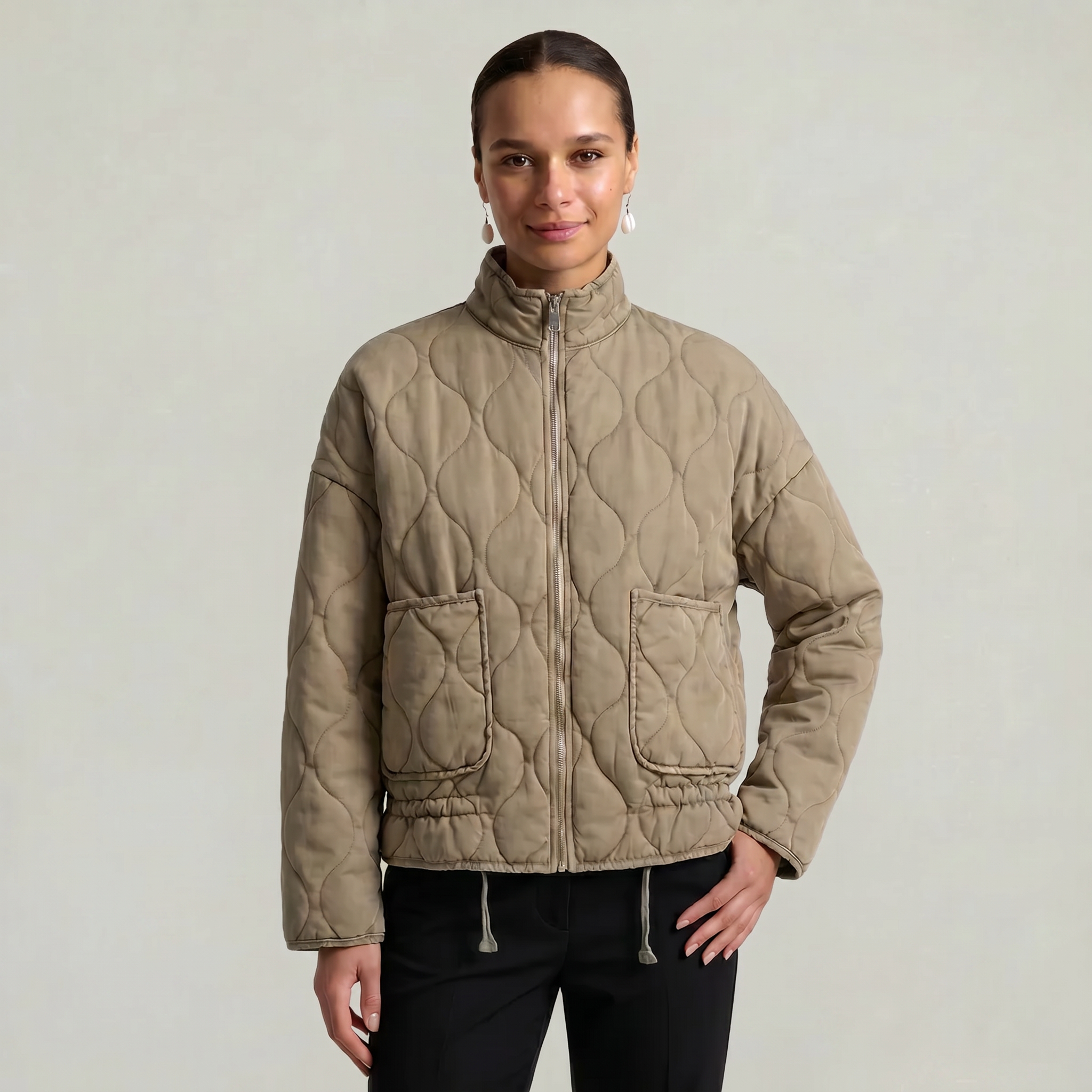 Women’s Quilted Padded Jacket - Zip Front Lightweight Coat