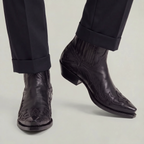 Men’s Burnt Flower Western Boots - Square Toe Chelsea Fit