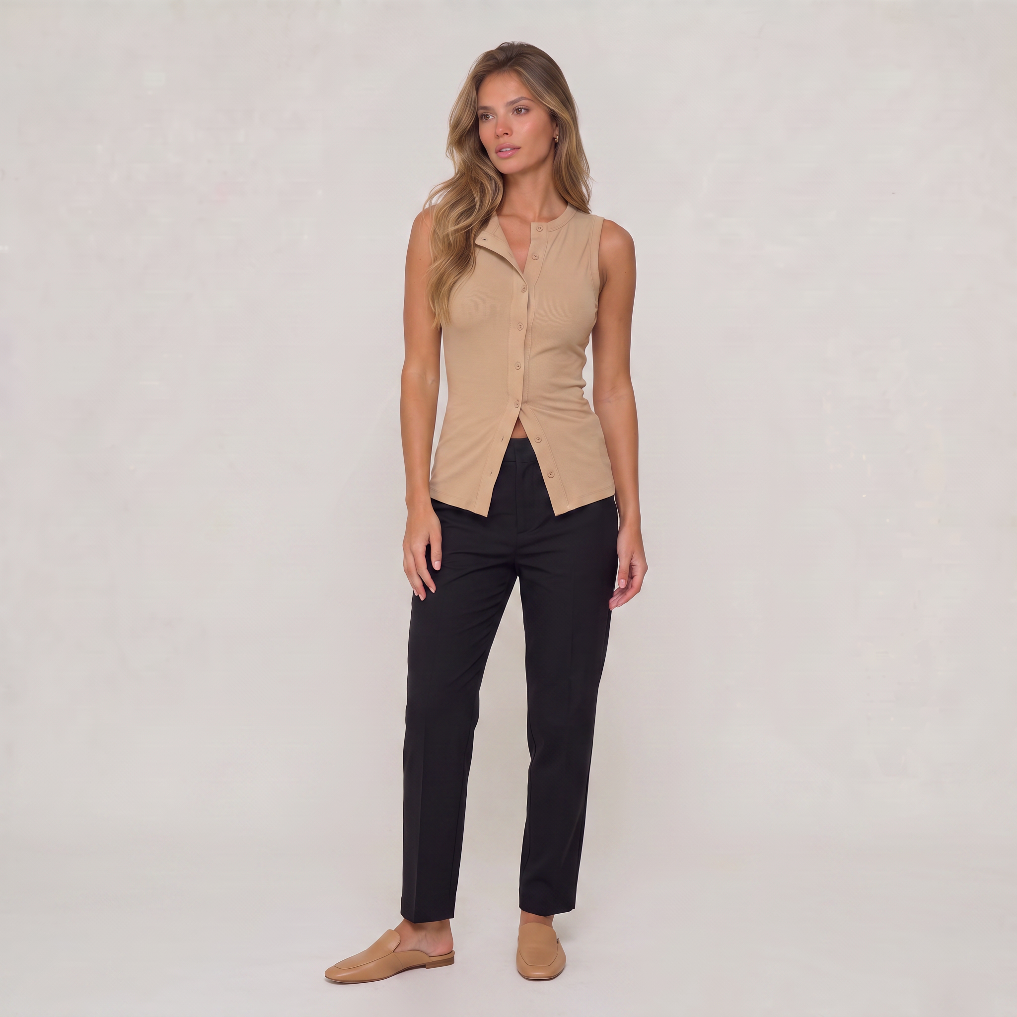 Women’s Ribbed Button Up Tank Top