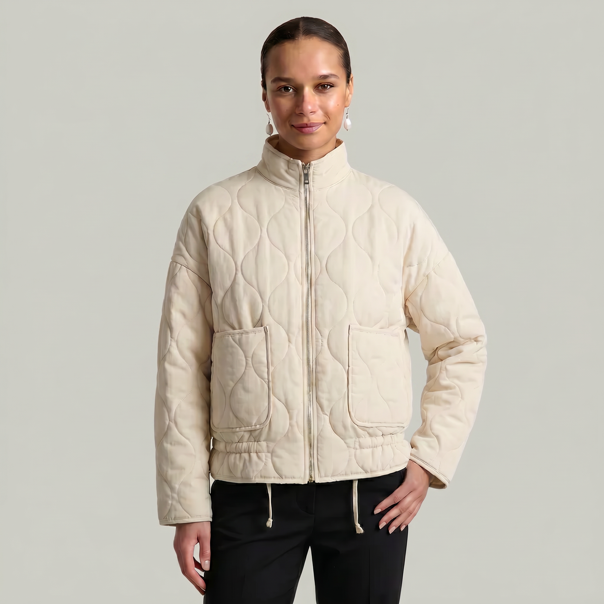 Women’s Quilted Padded Jacket - Zip Front Lightweight Coat