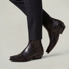 Men’s Burnt Flower Western Boots - Square Toe Chelsea Fit