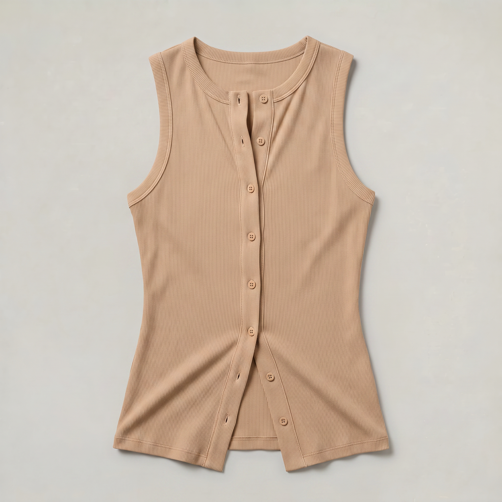 Women’s Ribbed Button Up Tank Top