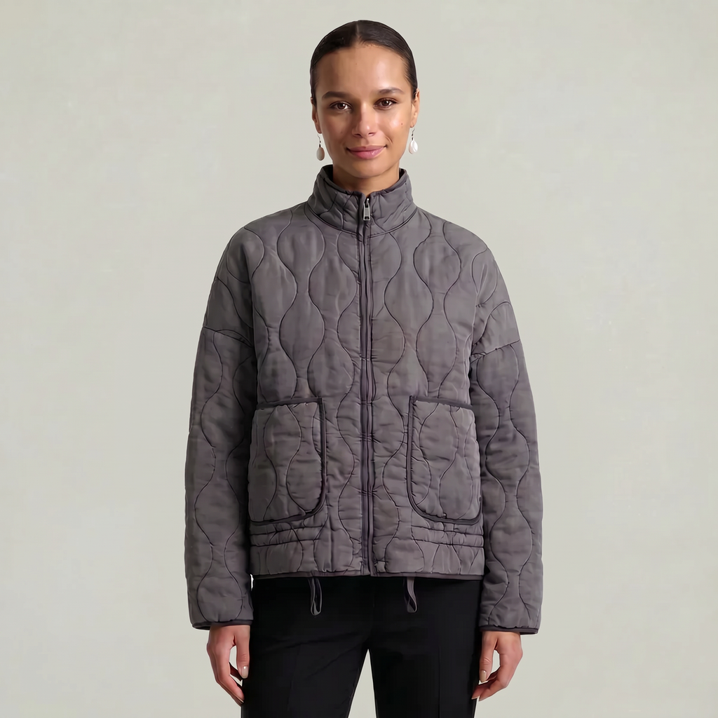 Women’s Quilted Padded Jacket - Zip Front Lightweight Coat
