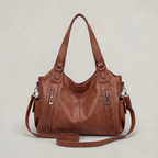 Women’s Crinkled Leather-Effect Multi-Pocket Hobo Bag