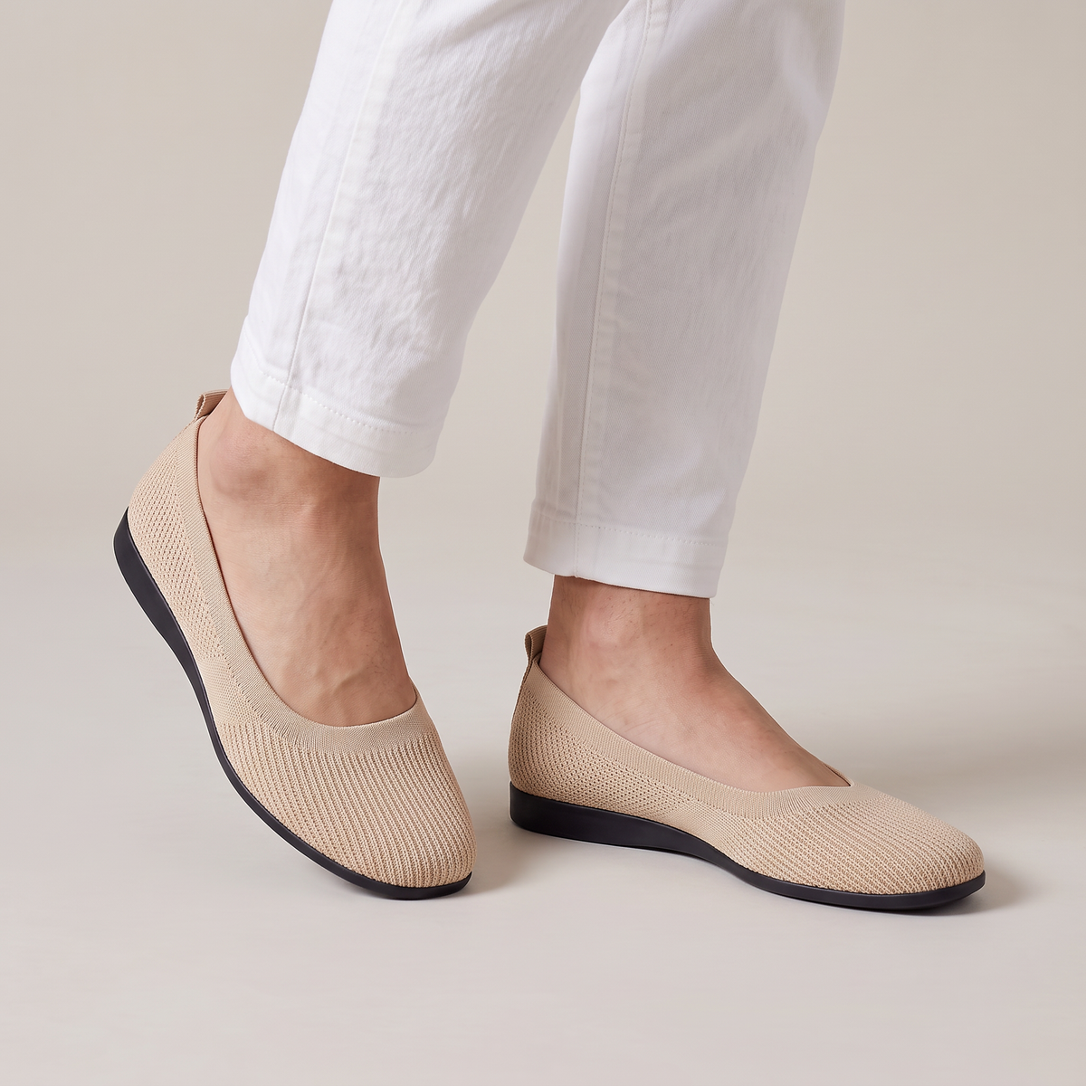 Women’s Knit Ballet Flats Square Toe