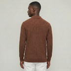Men’s Cable Knit Polo Sweater - Long Sleeve Business Casual Shirt