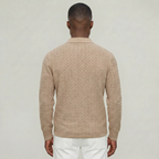 Men’s Cable Knit Polo Sweater - Long Sleeve Business Casual Shirt