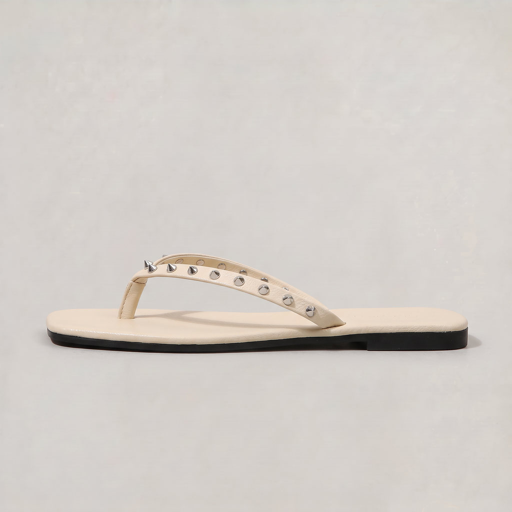 Women’s Thongs Studded Square Toe