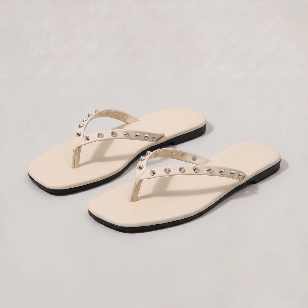 Women’s Thongs Studded Square Toe