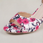 Women’s Floral Print Ankle Strap Block Heel Sandals