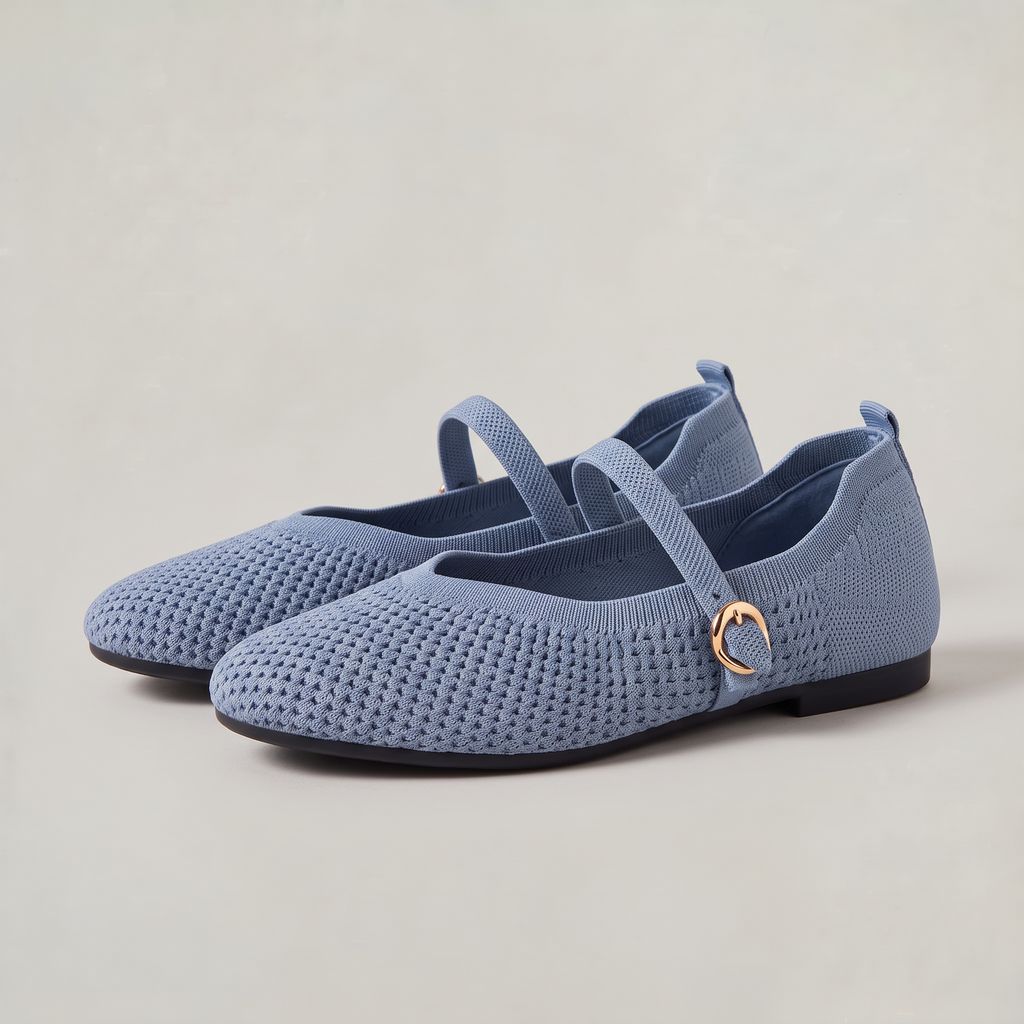 Women’s Knit Mary Jane Flats Buckle Strap