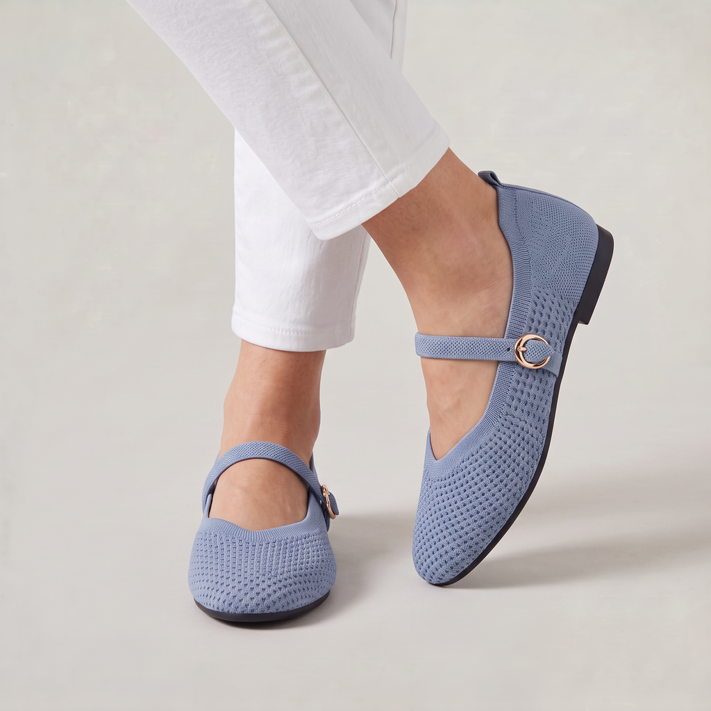 Women’s Knit Mary Jane Flats Buckle Strap