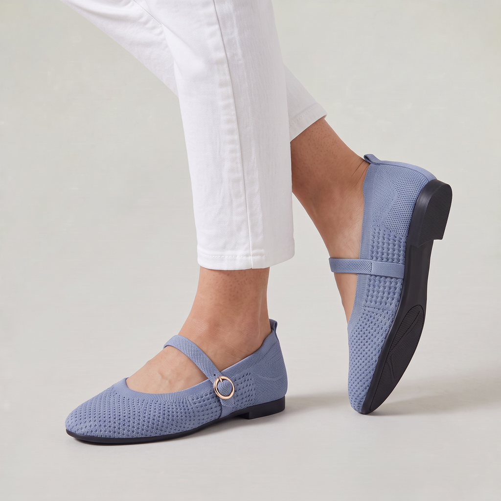 Women’s Knit Mary Jane Flats Buckle Strap