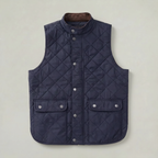 Men’s Quilted Snap Button Vest - Stand Collar Workwear Gilet