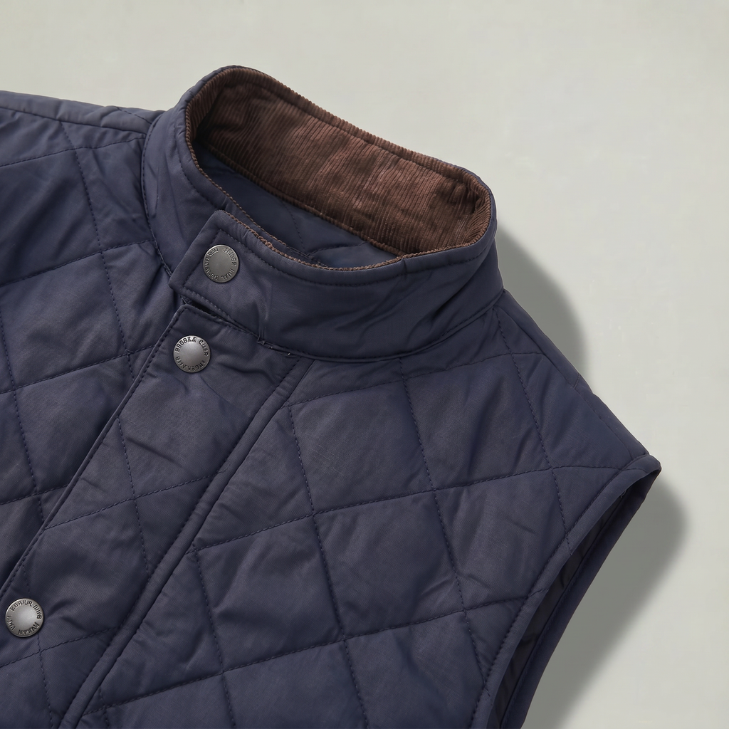 Men’s Quilted Snap Button Vest - Stand Collar Workwear Gilet