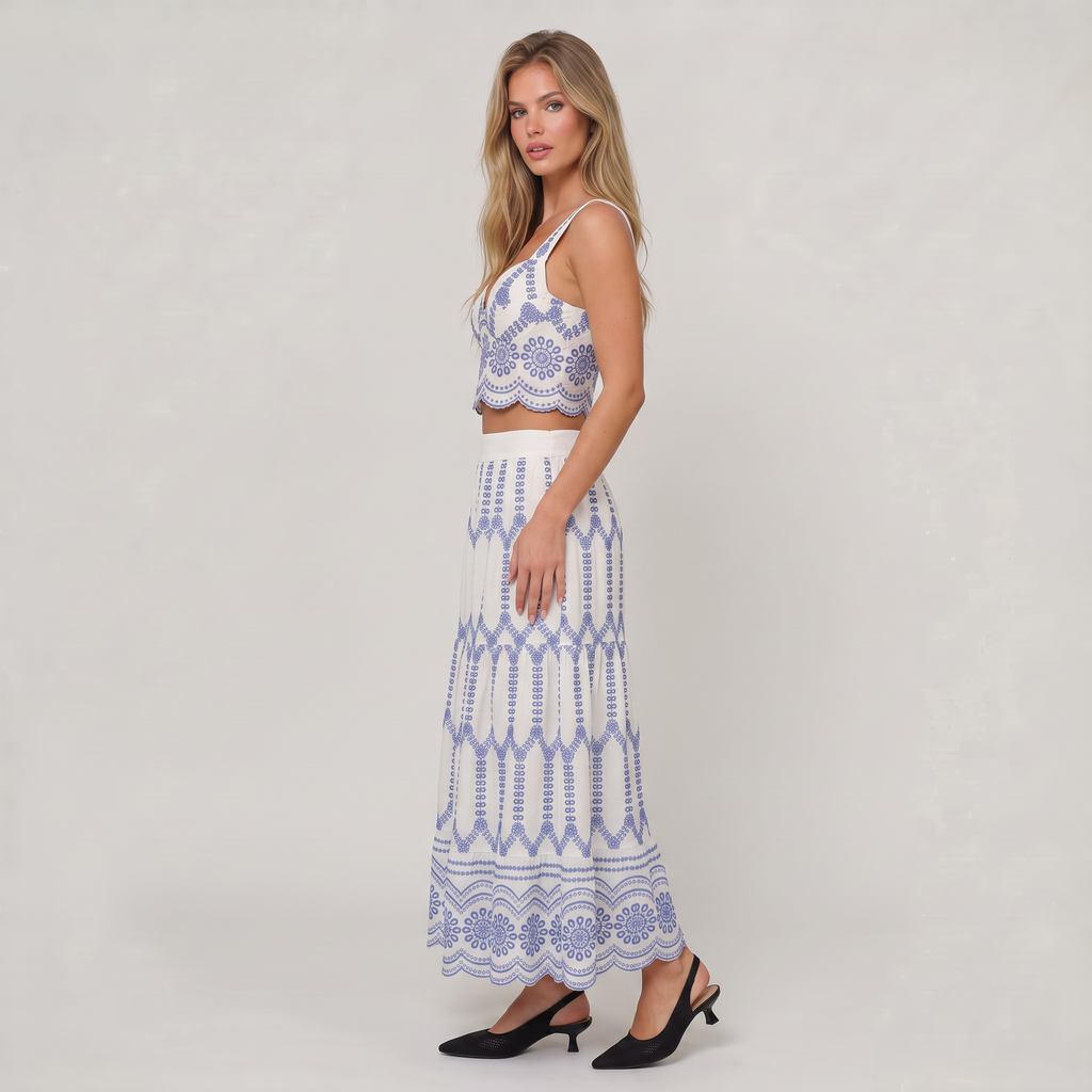 Women’s Two Piece Set Crop Top Maxi Skirt