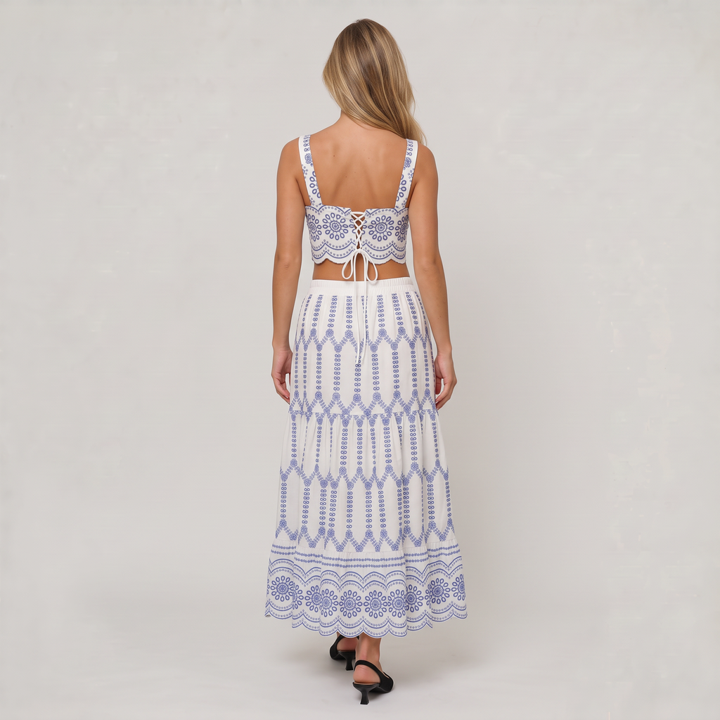 Women’s Two Piece Set Crop Top Maxi Skirt