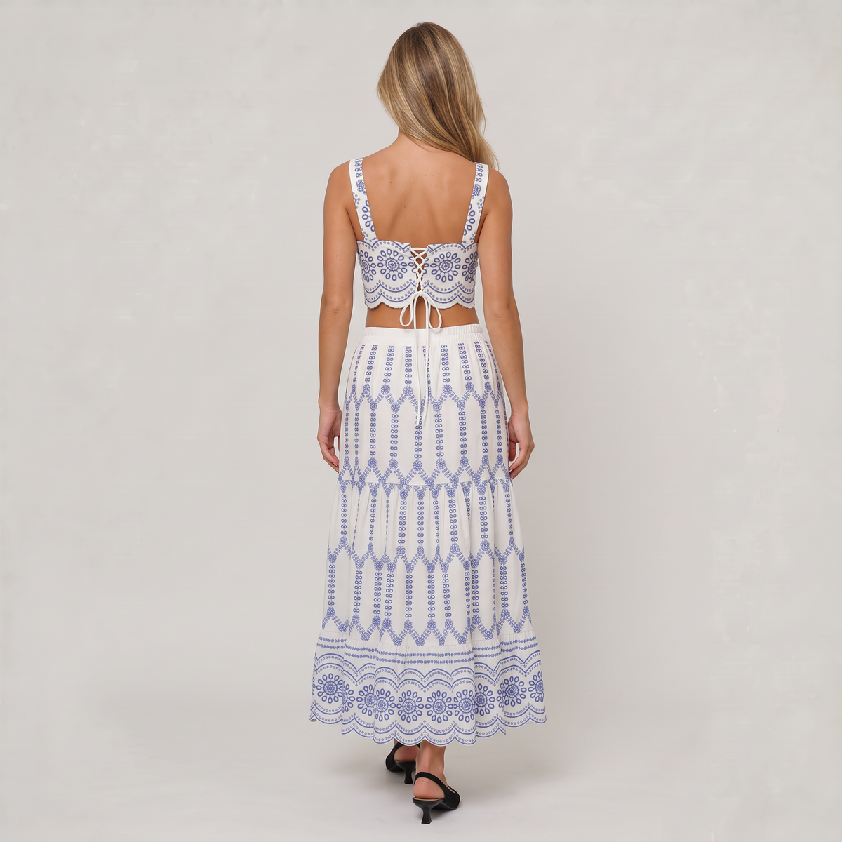 Women’s Two Piece Set Crop Top Maxi Skirt