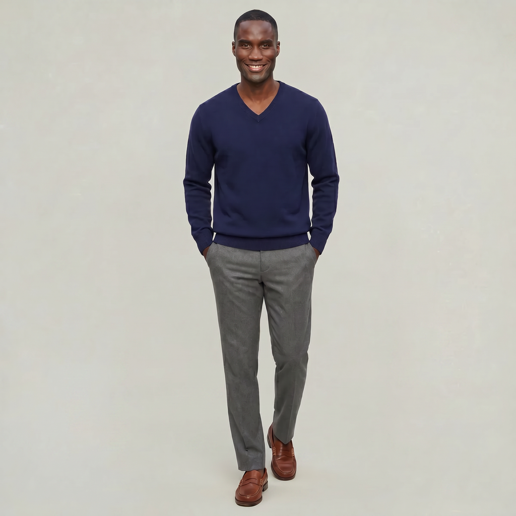 Men’s V Neck Sweater - Loose Fit