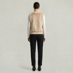 Women’s Faux Fur Vest - Button Front High Neck Fit