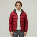 Men’s Hooded Puffer Jacket - Full Zip Lightweight Fit