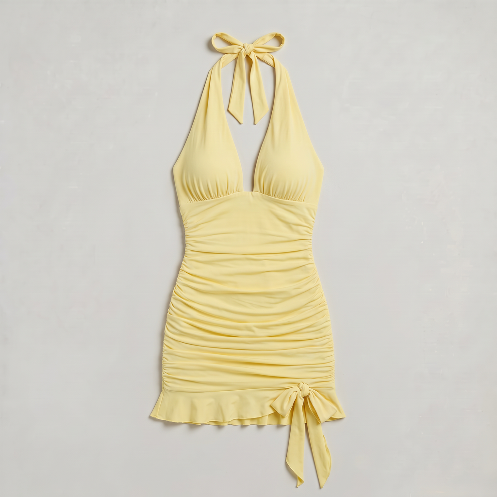 Women’s Mini Dress Halter Neck Ruched