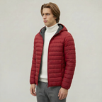 Men’s Hooded Puffer Jacket - Full Zip Lightweight Fit
