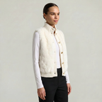 Women’s Faux Fur Vest - Button Front High Neck Fit