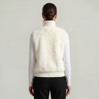 Women’s Faux Fur Vest - Button Front High Neck Fit
