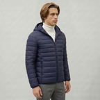 Men’s Hooded Puffer Jacket - Full Zip Lightweight Fit