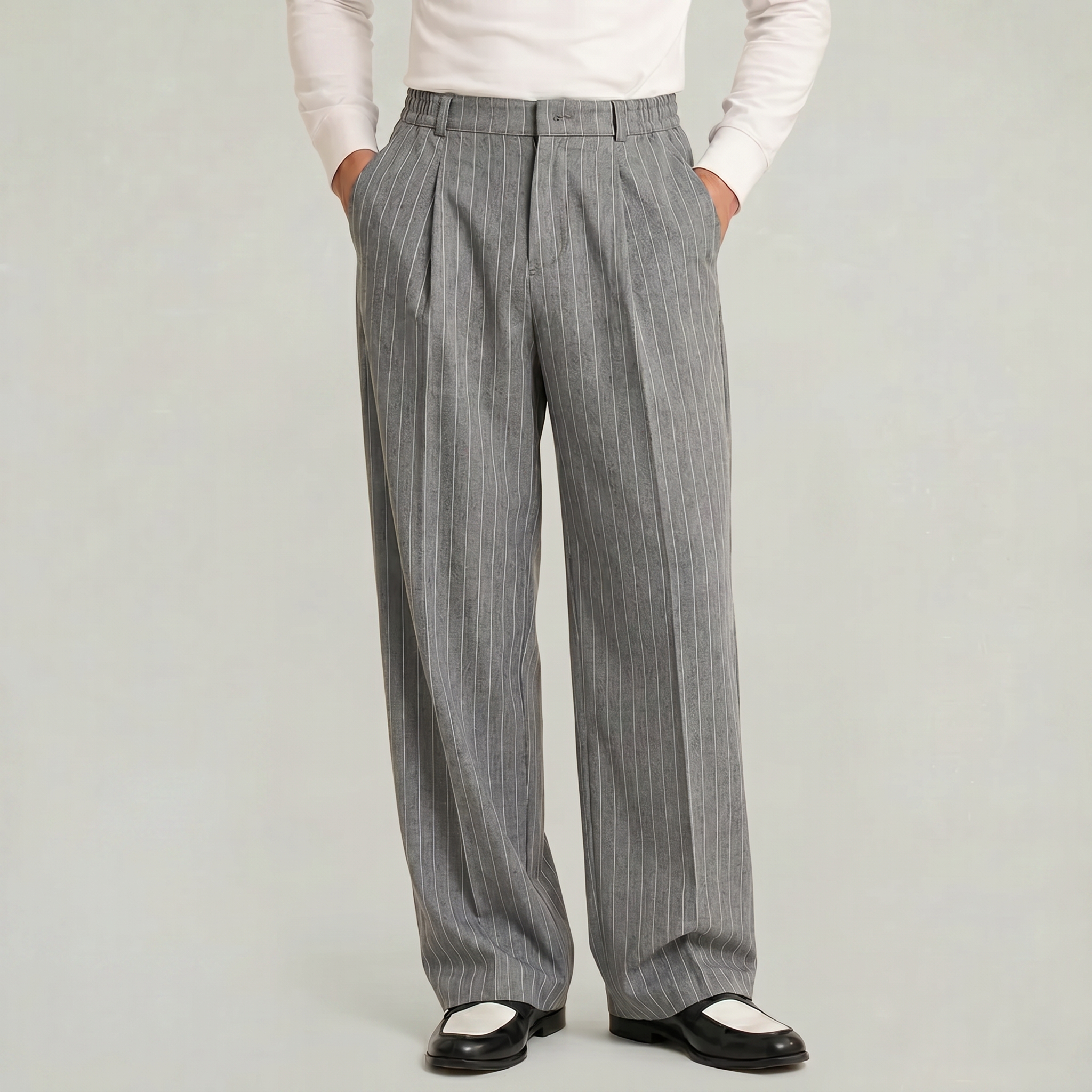 Men’s Pinstripe Wide-Leg Trousers