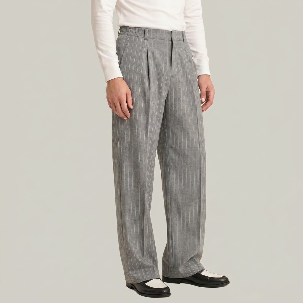 Men’s Pinstripe Wide-Leg Trousers