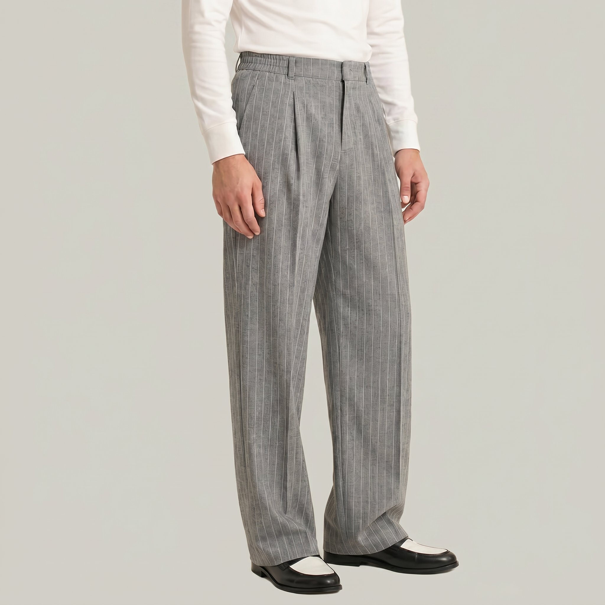 Men’s Pinstripe Wide-Leg Trousers