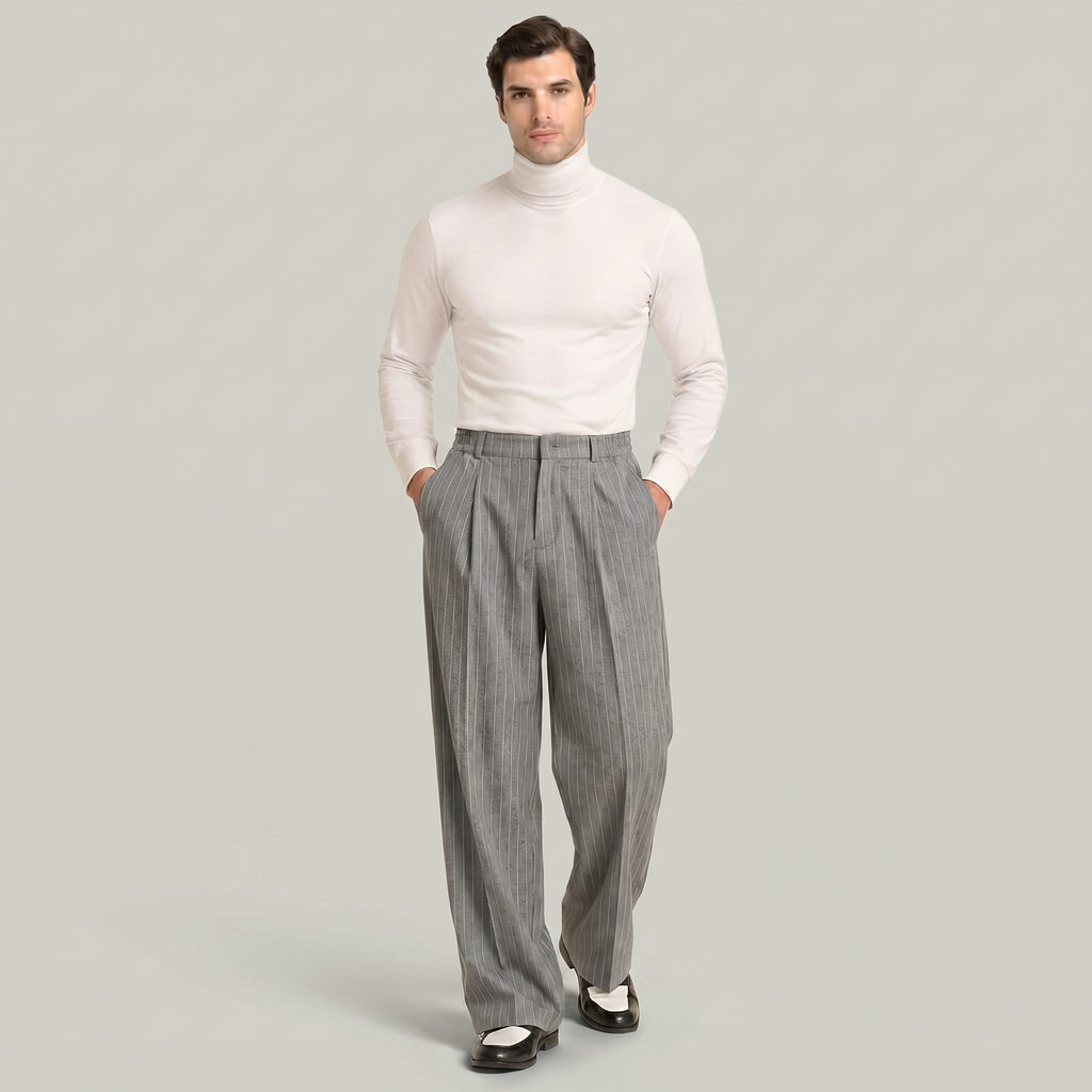 Men’s Pinstripe Wide-Leg Trousers