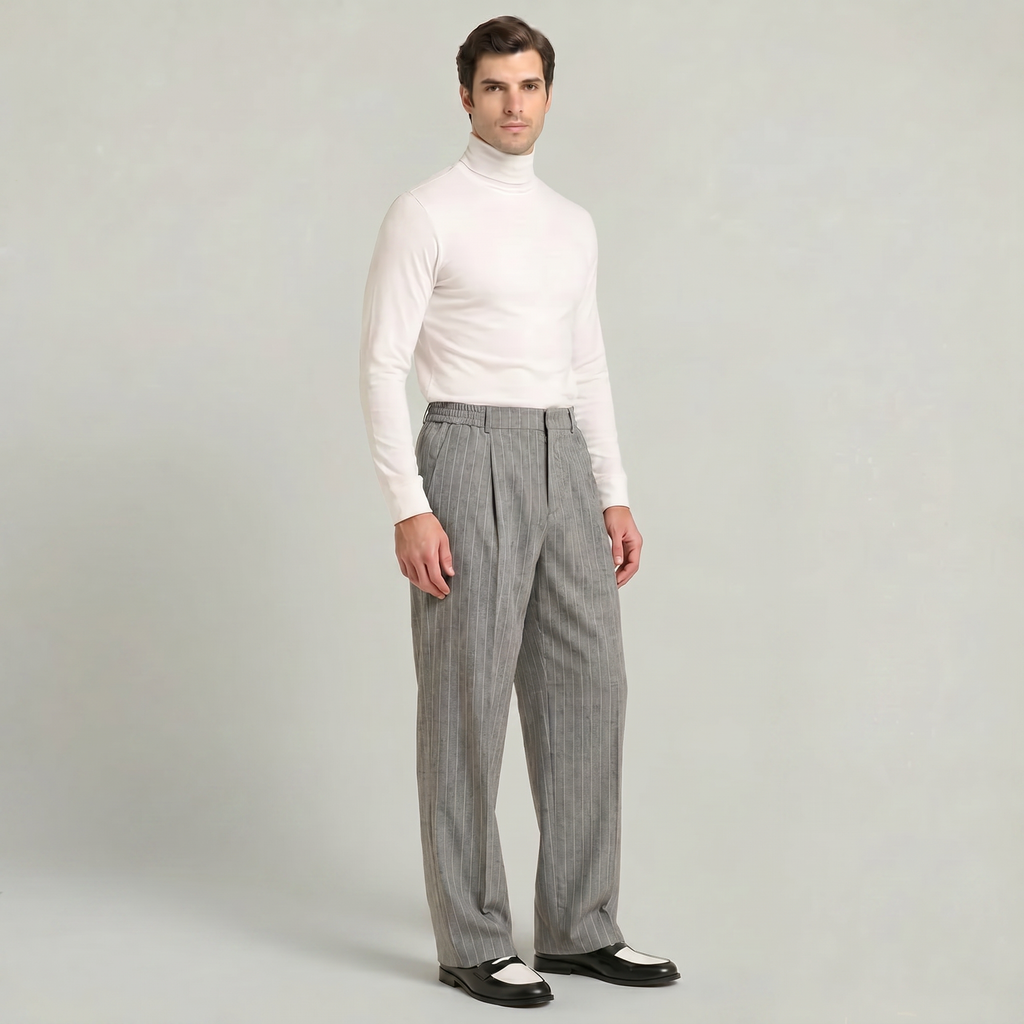 Men’s Pinstripe Wide-Leg Trousers
