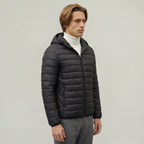 Men’s Hooded Puffer Jacket - Full Zip Lightweight Fit