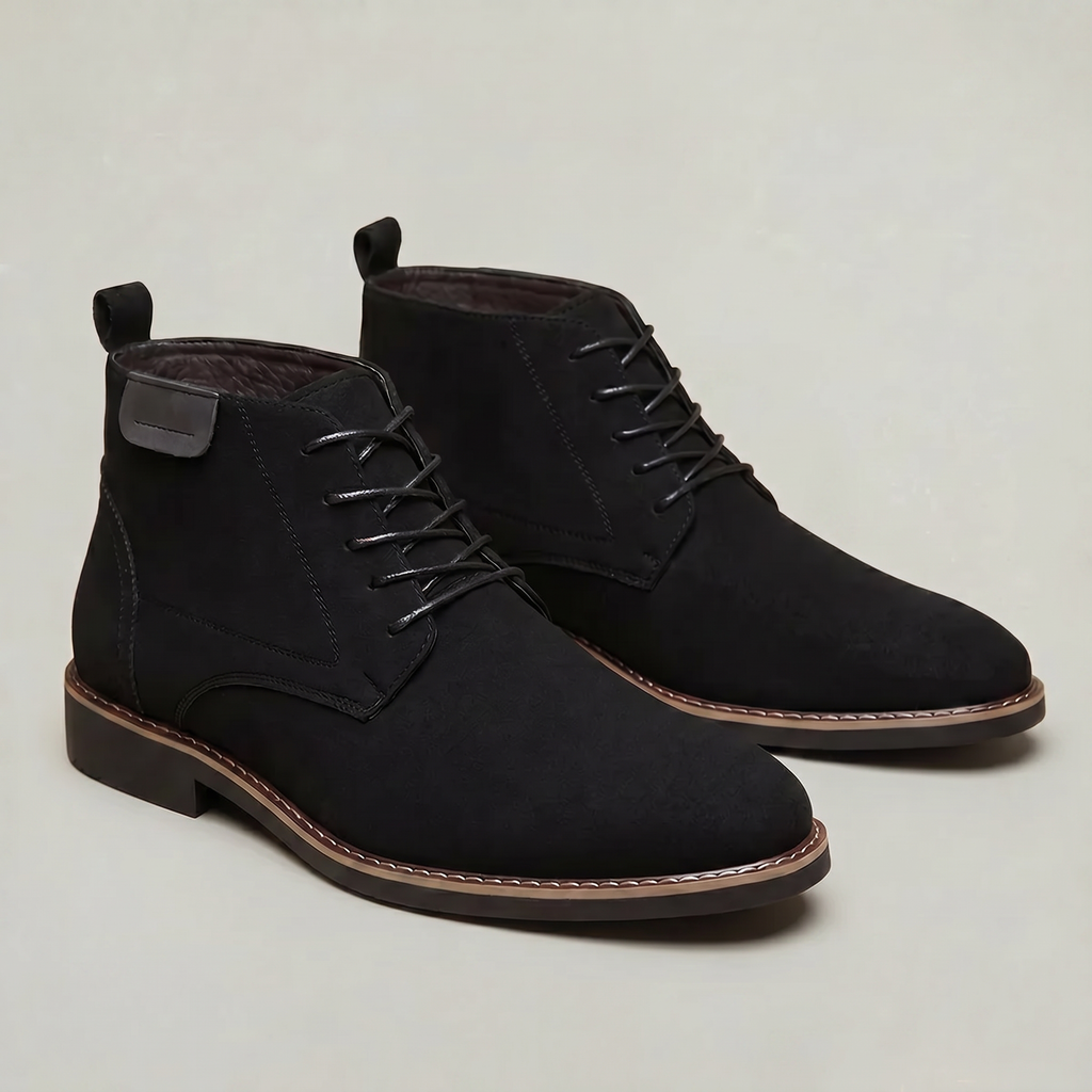 Men’s Lace-Up Ankle Boots - Round Toe Regular Fit