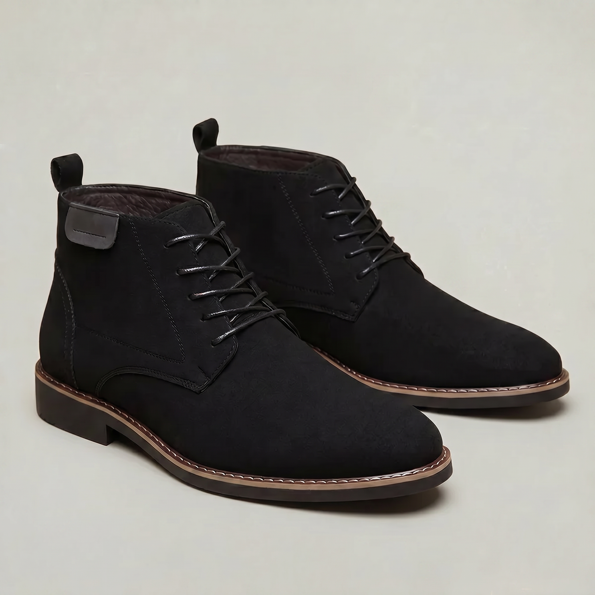 Men’s Lace-Up Ankle Boots - Round Toe Regular Fit